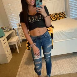 Yoycol Wild Cat Women's Raglan Drawstring Crop Tee