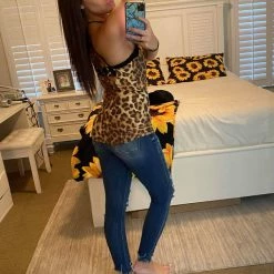 Yoycol Wild Cat Women's Criss-Cross Open Back Tank Top