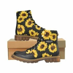 Interestprint Sunflower Boots W/ Blk Toe