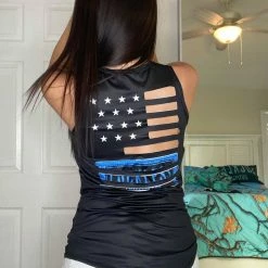 Cheapest ๐ Yoycol Thin Blue Line Hollow Tank ๐ฉ Women ๐ฅฐ 13 Yoycol Thin Blue Line Hollow Tank Women