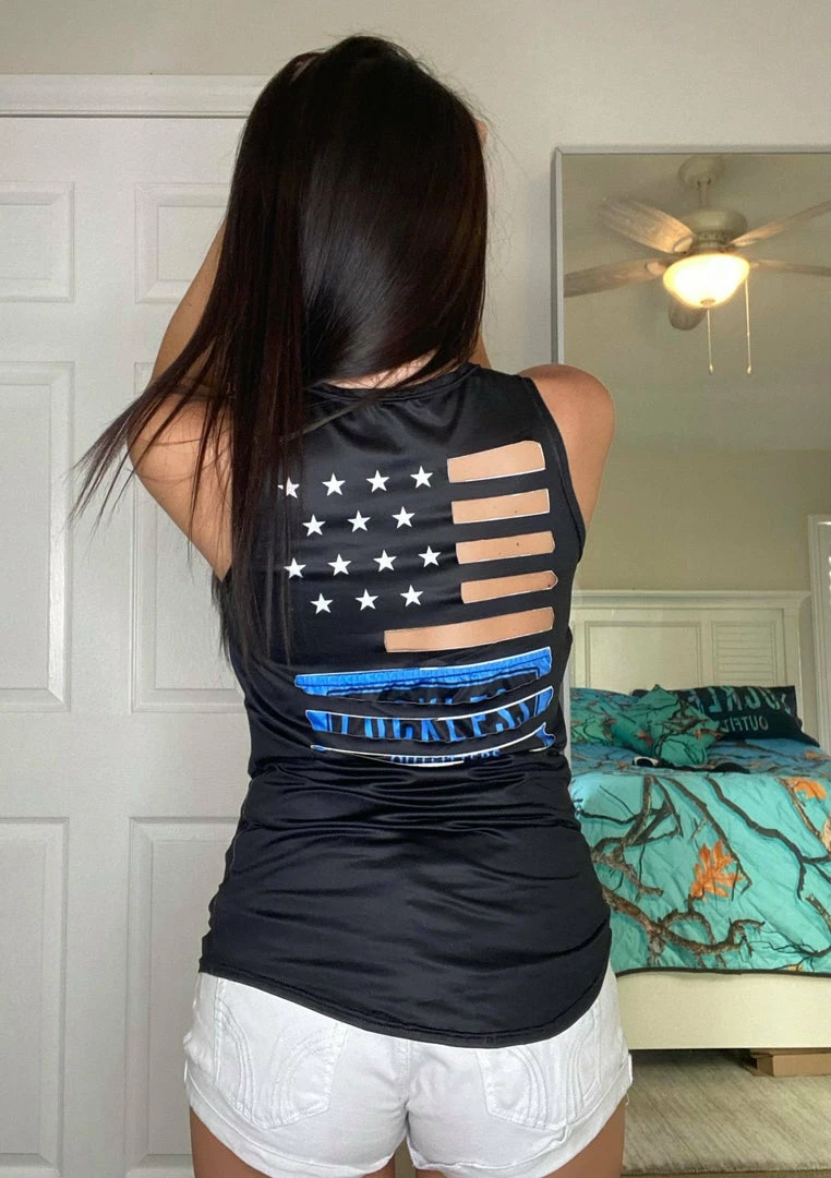 Cheapest ๐ Yoycol Thin Blue Line Hollow Tank ๐ฉ Women ๐ฅฐ 4 Yoycol Thin Blue Line Hollow Tank Women
