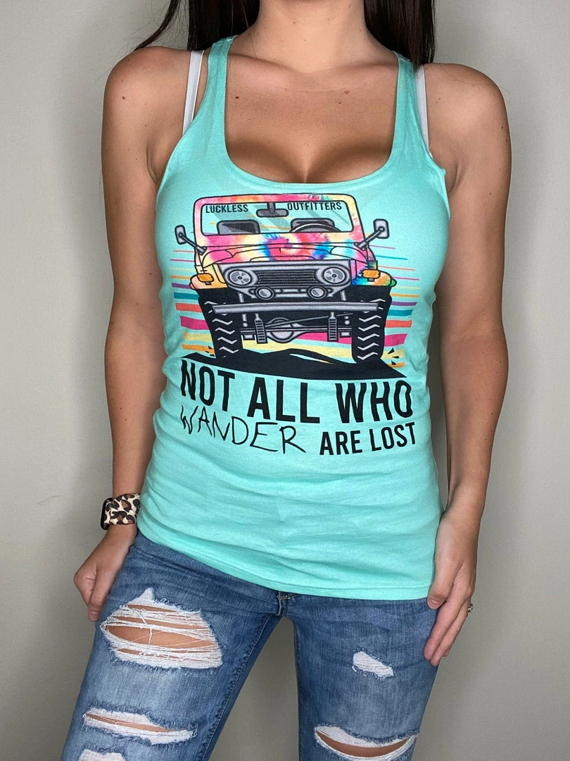 Outlet ๐ Yoycol Not All Who Wander Are Lost Racerback Tank ๐งจ 5 Yoycol Not All Who Wander Are Lost Racerback Tank