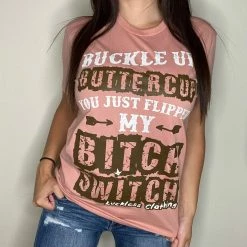 Luckless Outfitters Women Buckle Up Buttercup Throwback Tee
