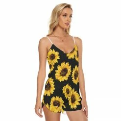 Brand new 😉 Yoycol Sunflower V-neck Cami Romper 😍 15 Yoycol Sunflower V-neck Cami Romper