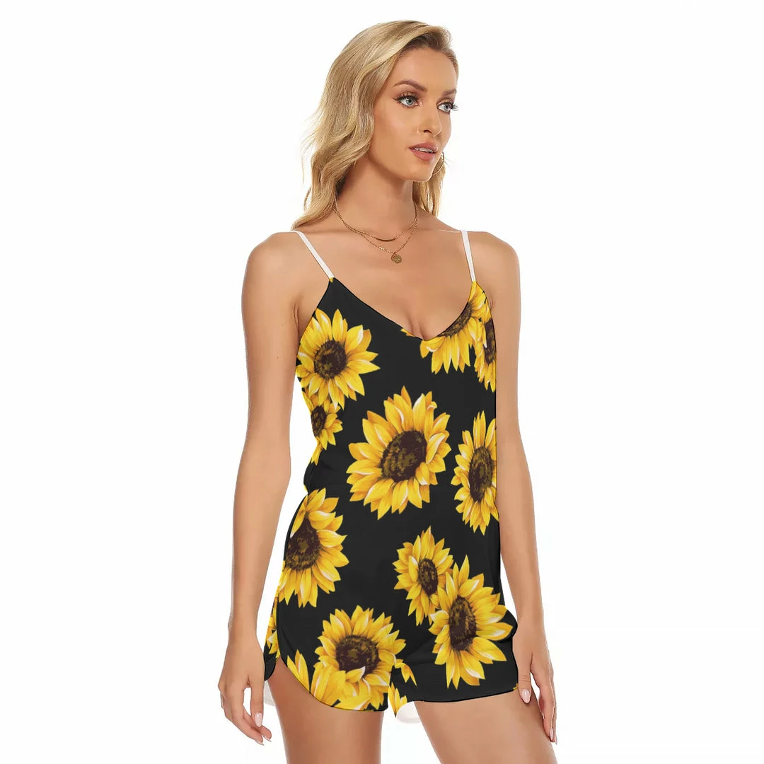 Brand new 😉 Yoycol Sunflower V-neck Cami Romper 😍 8 Yoycol Sunflower V-neck Cami Romper