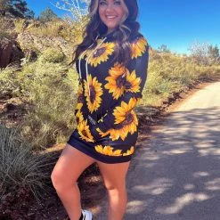 Yoycol Sunflower Hoodie Dress | Black Women