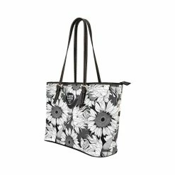 Interestprint Women Monochrome Sunflower Leather Belt Tote