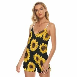 Brand new 😉 Yoycol Sunflower V-neck Cami Romper 😍 14 Yoycol Sunflower V-neck Cami Romper