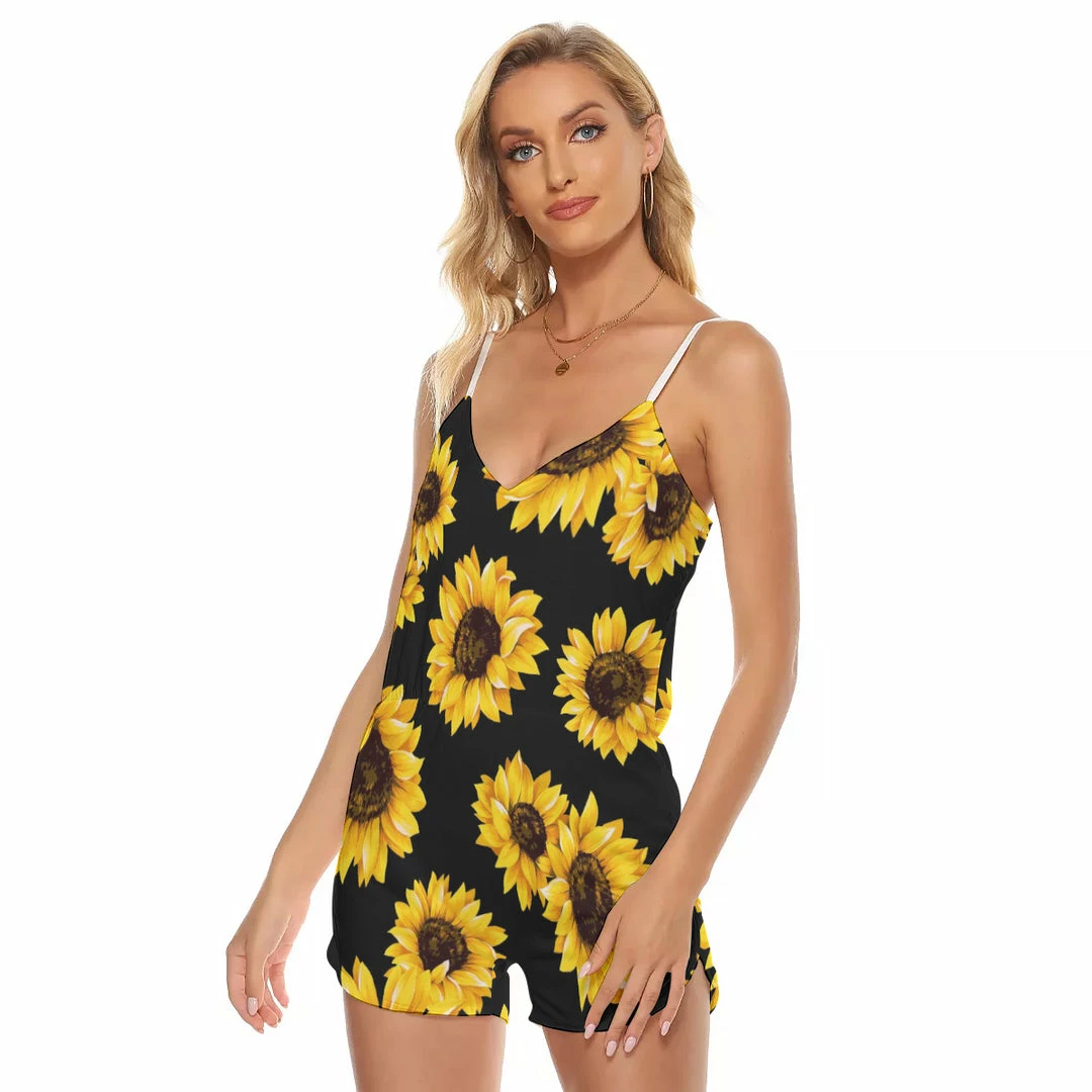 Brand new 😉 Yoycol Sunflower V-neck Cami Romper 😍 7 Yoycol Sunflower V-neck Cami Romper