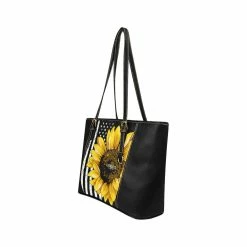 Interestprint Women Patriotic Sunflower Leather Belt Tote Bag