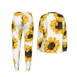 Yoycol CRITICAL COTTON WOMEN'S PAJAMA SET | White Sunflower