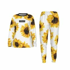 Yoycol CRITICAL COTTON WOMEN'S PAJAMA SET | White Sunflower
