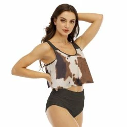 Brand new 🔔 Yoycol Realistic 👩 Women's Ruffled 👙 Bikini | Cow Print 🔔 12 Yoycol Realistic Women's Ruffled Bikini | Cow Print