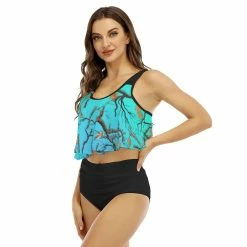 Yoycol Camo Women's Ruffled Bikini | Aquamarine