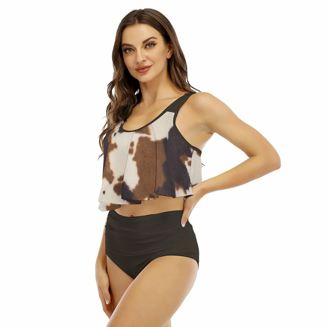 Brand new 🔔 Yoycol Realistic 👩 Women's Ruffled 👙 Bikini | Cow Print 🔔 8 Yoycol Realistic Women's Ruffled Bikini | Cow Print