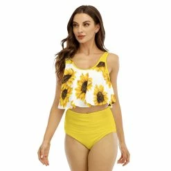 Yoycol Sunflower Women's Ruffled Bikini | White