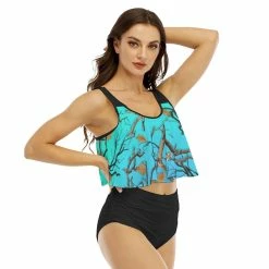 Yoycol Camo Women's Ruffled Bikini | Aquamarine