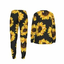 Yoycol Sunflower Lovers CRITICAL COTTON WOMEN'S PAJAMA SET | BLACK SUNFLOWER