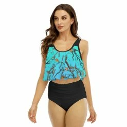 Yoycol Camo Women's Ruffled Bikini | Aquamarine
