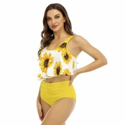 Yoycol Sunflower Women's Ruffled Bikini | White
