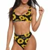 Interestprint Women Sunflower Sport Top & High-Waisted Bikini