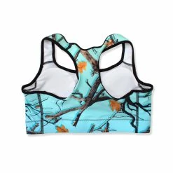 Printful Darlin Camo Padded Sports Bra Aquamarine