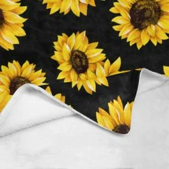 Interestprint Sunflower Fleece Throw Blanket Home & Living