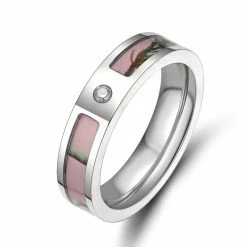AliExpress Women Pink Camo Titanium Wedding Ring Set