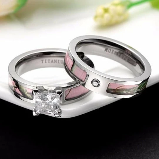 Hot Sale ✔️ AliExpress 👩 Women Pink Camo Titanium Wedding Ring Set ✨ 5 AliExpress Women Pink Camo Titanium Wedding Ring Set