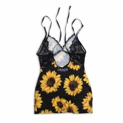 Yoycol Women Sunflower Cami Top / Dress With Lace