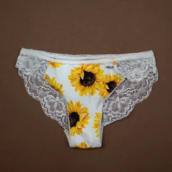 Interestprint Sunflower Lace Back Panties Women