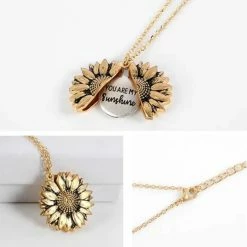 AliExpress Sunflower You Are My Sunshine Necklace Women