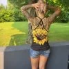 Yoycol SUNFLOWER CRISS-CROSS OPEN BACK TANK TOP
