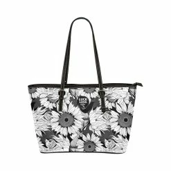 Interestprint Women Monochrome Sunflower Leather Belt Tote