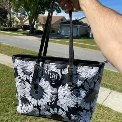 Interestprint Women Monochrome Sunflower Leather Belt Tote