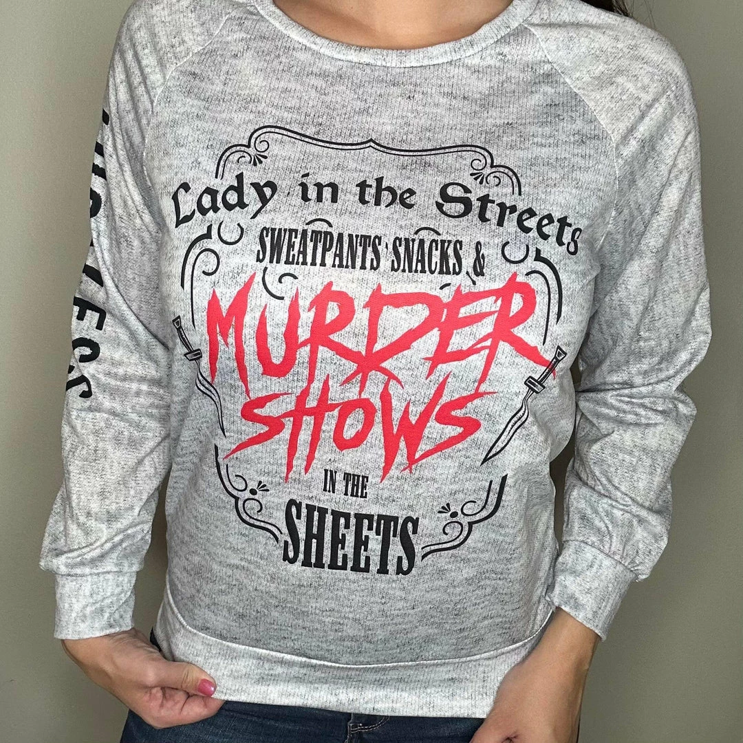 Best Pirce ๐ฏ Yoycol ๐ฉ Women's Raglan Sleeve Sweatshirt - Murder Shows ๐ 4 Yoycol Women's Raglan Sleeve Sweatshirt - Murder Shows