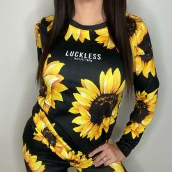 Yoycol Sunflower Lovers CRITICAL COTTON WOMEN'S PAJAMA SET | BLACK SUNFLOWER