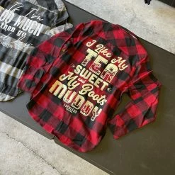 Deals ๐ Luckless Outfitters Ladies Boyfriend Flannel - Tea Sweet & ๐ฅพ Boots Muddy โค๏ธ 9 Luckless Outfitters Ladies Boyfriend Flannel - Tea Sweet & Boots Muddy