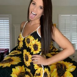 Brand new 😉 Yoycol Sunflower V-neck Cami Romper 😍 13 Yoycol Sunflower V-neck Cami Romper