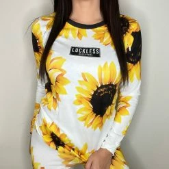 Yoycol CRITICAL COTTON WOMEN'S PAJAMA SET | White Sunflower