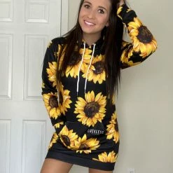 Wholesale ๐ฅ Yoycol Sunflower Hoodie ๐ Dress | Black ๐ฉ Women ๐ 11 Yoycol Sunflower Hoodie Dress | Black Women