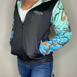 Yoycol AQUAMARINE CAMO HEAVY ZIP FLEECE HOODIE Women