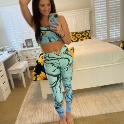 Budget ๐ Printful Darlin Camo Padded Sports Bra Aquamarine ๐ 8 Printful Darlin Camo Padded Sports Bra Aquamarine