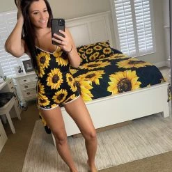 Yoycol Sunflower V-neck Cami Romper