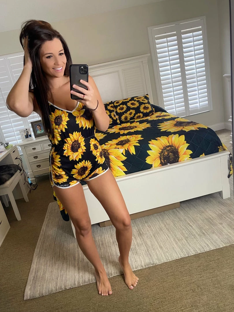 Brand new 😉 Yoycol Sunflower V-neck Cami Romper 😍 4 Yoycol Sunflower V-neck Cami Romper