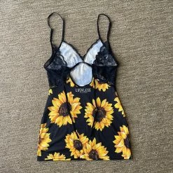 Yoycol Women Sunflower Cami Top / Dress With Lace