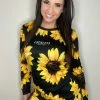 Yoycol Sunflower Lovers CRITICAL COTTON WOMEN'S PAJAMA SET | BLACK SUNFLOWER
