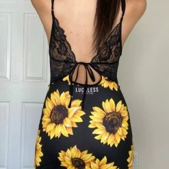 Yoycol Women Sunflower Cami Top / Dress With Lace