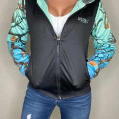 Yoycol AQUAMARINE CAMO HEAVY ZIP FLEECE HOODIE Women