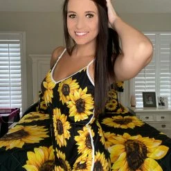 Brand new 😉 Yoycol Sunflower V-neck Cami Romper 😍 12 Yoycol Sunflower V-neck Cami Romper